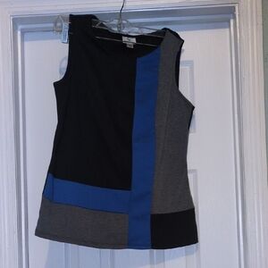 Worthington Black and Blue Colorblock Top